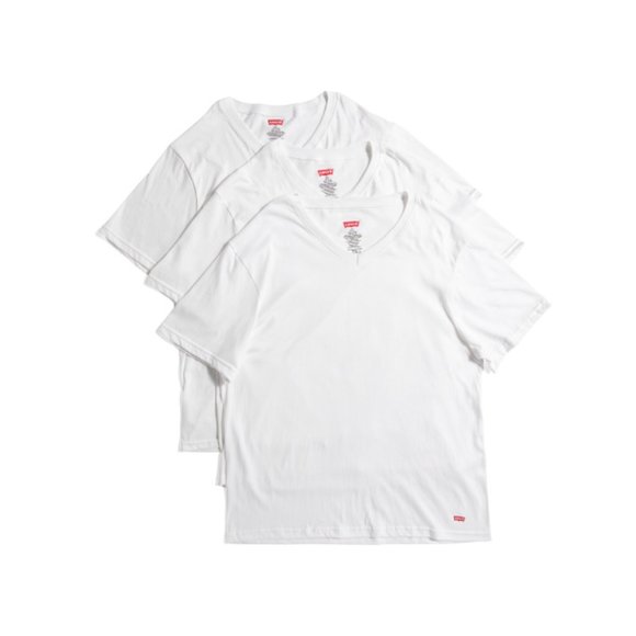 LEVIS White 3pk V-neck Tees - Picture 1 of 2